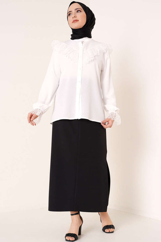 تنورة قلم رصاص بفتحة مغلقة باللون الأسود