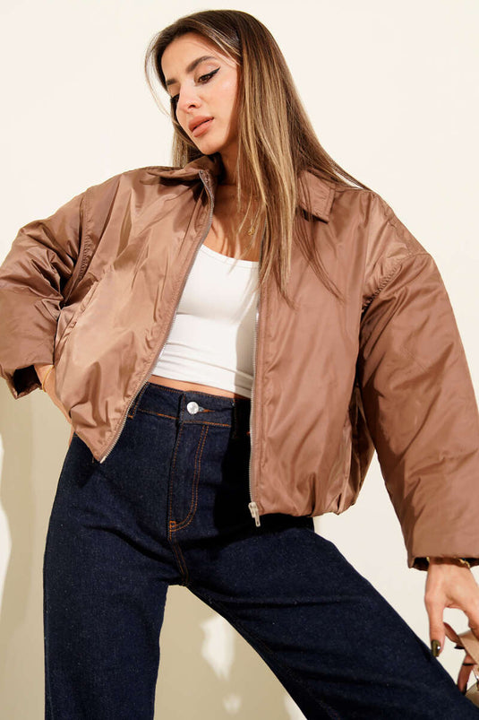 Gesteppte Bomberjacke, kurz, braun