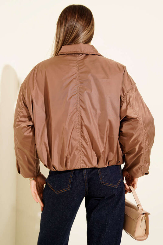 جاكيت قصير مبطن، بني