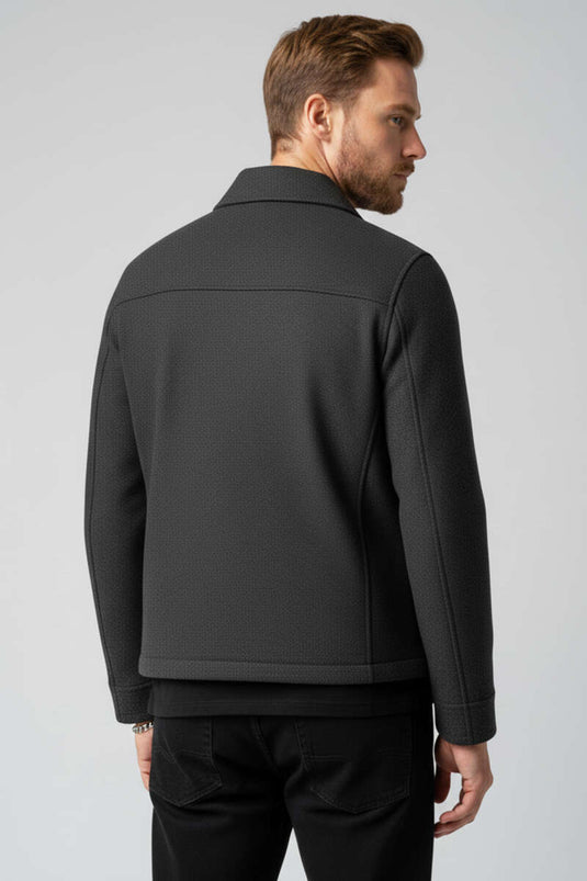 معطف كاشي بسحاب كابيتون أنثراسيت