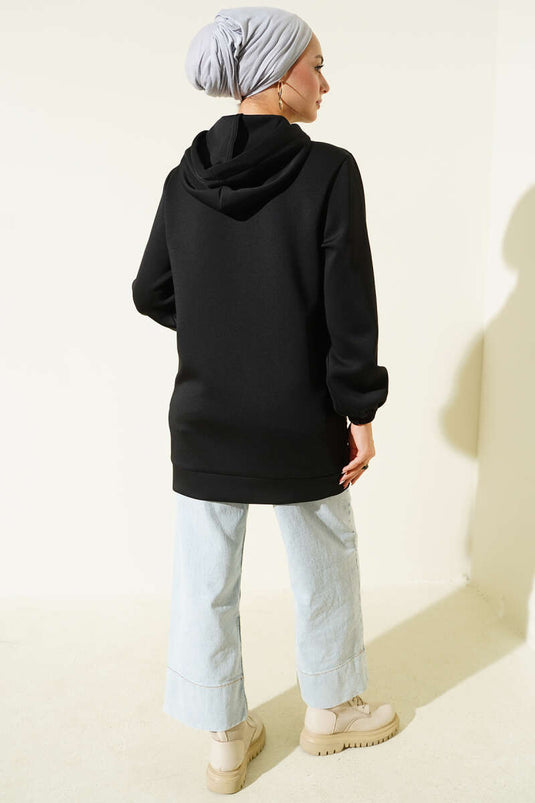Sweat À Capuche En Néoprène Matelassé Noir