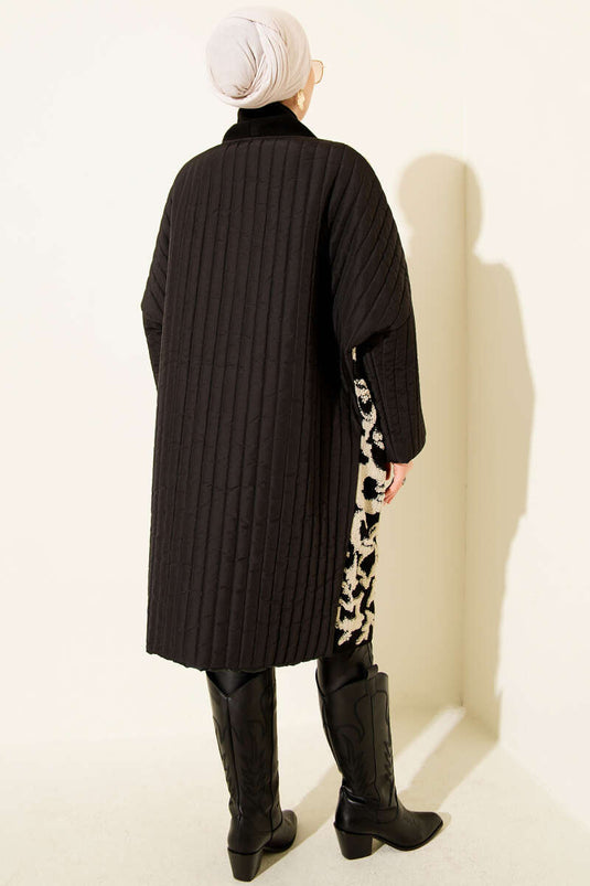 Quilted Granule Pocket Knit Cardigan Black