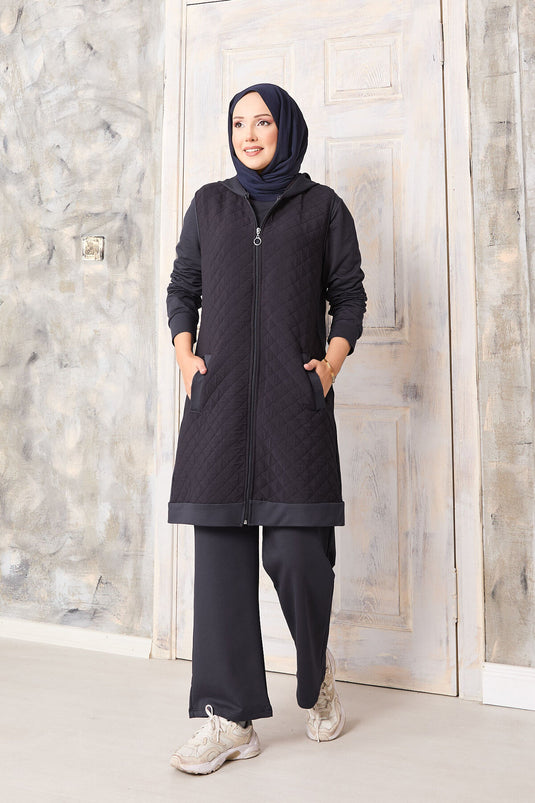 Costume trois pièces avec gilet matelassé fumé