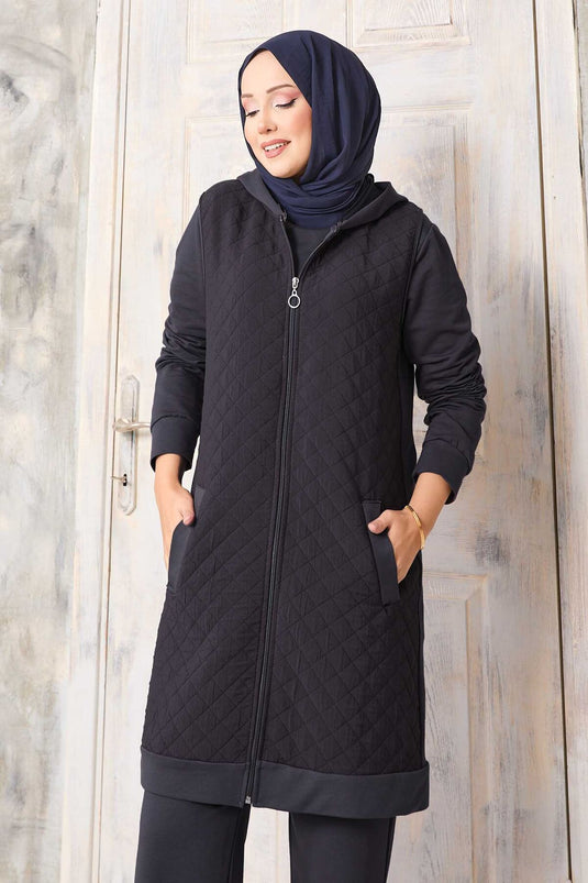 Quilted Vest Three-Piece Set Fume