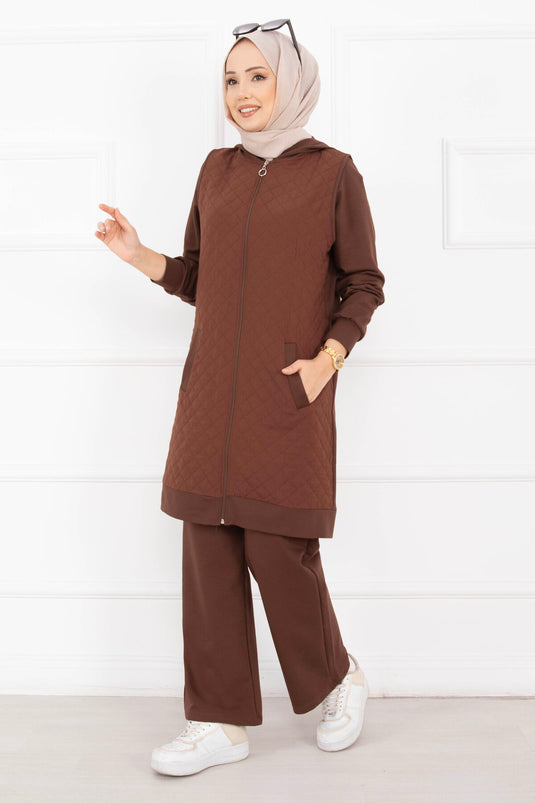 Kapitone Yelekli Üçlü Takım Taba