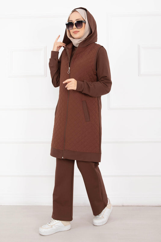 Kapitone Yelekli Üçlü Takım Taba