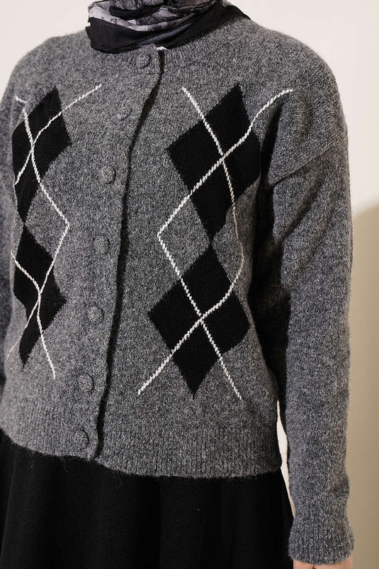 Gilet En Maille À Motif Avec Fermeture Éclair Gris Fumé