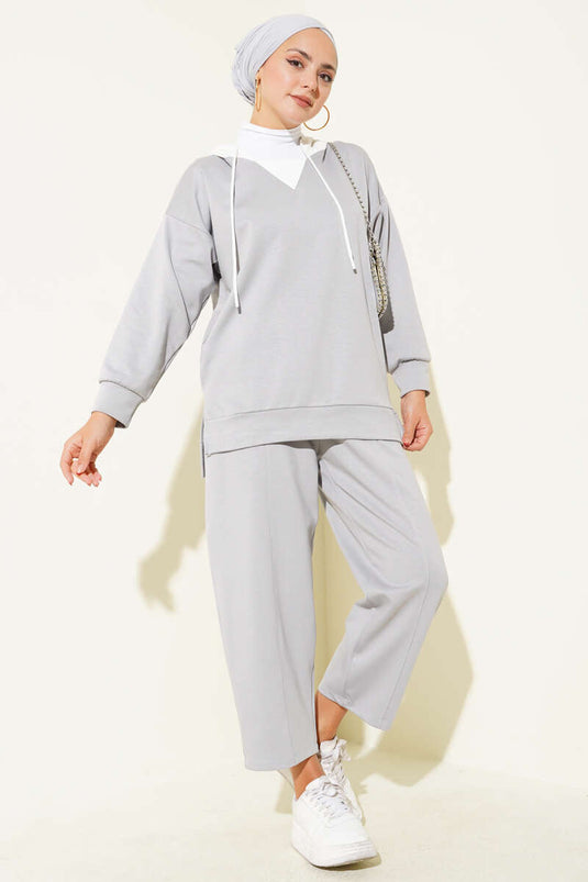 Ensemble deux pièces à capuche gris