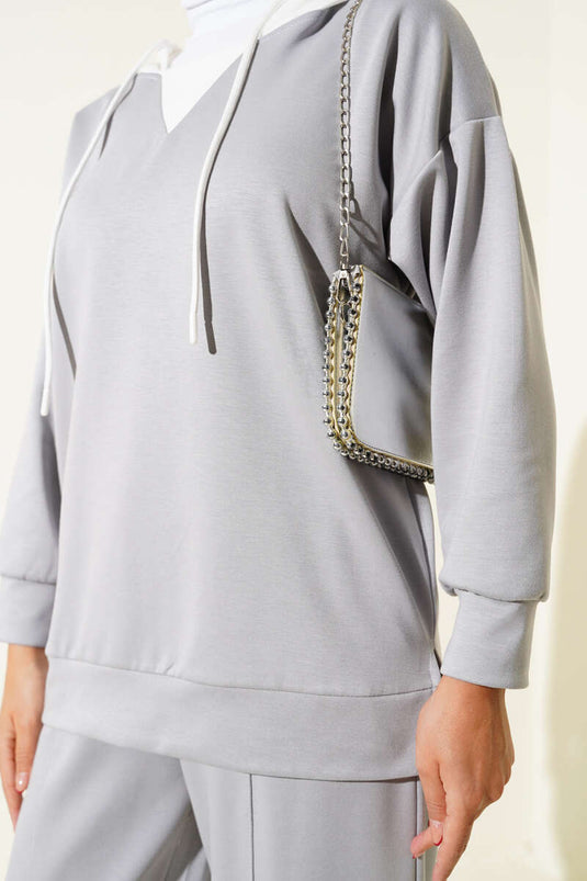 Ensemble deux pièces à capuche gris