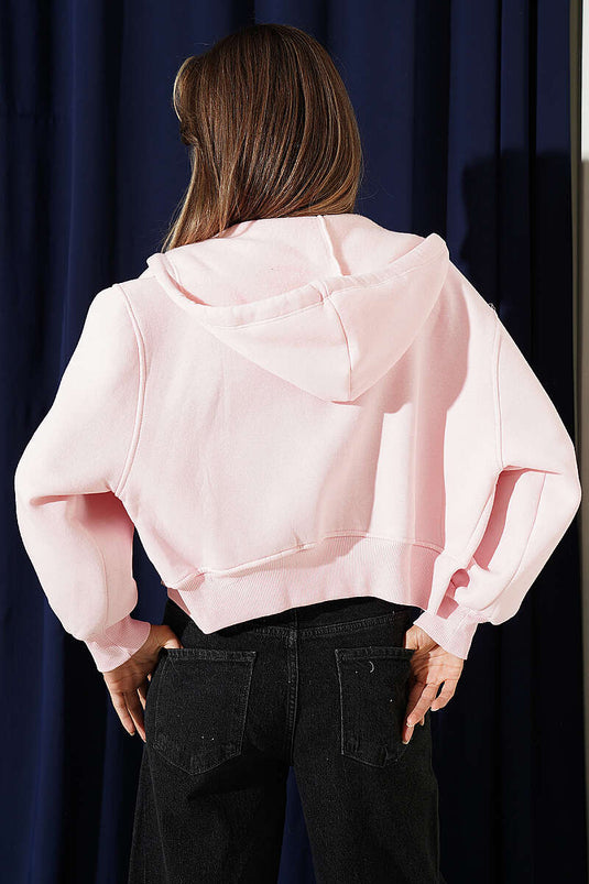 Gilet Court À Capuche Avec Logo En Rose