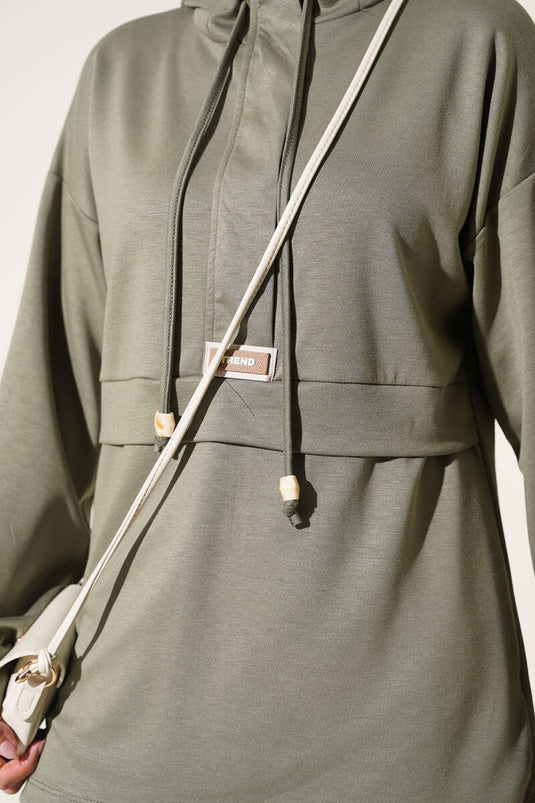 Ensemble Deux Pièces À Capuche Brodée En Vert Menthe