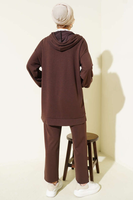 Kapüşonlu Cepli Loyşa İkili Takım Kahve