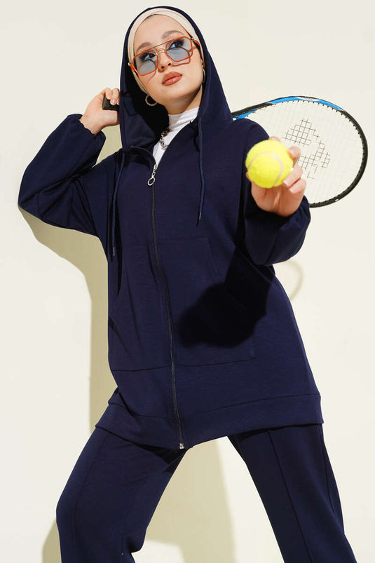 Kapüşonlu Cepli Loyşa İkili Takım Lacivert