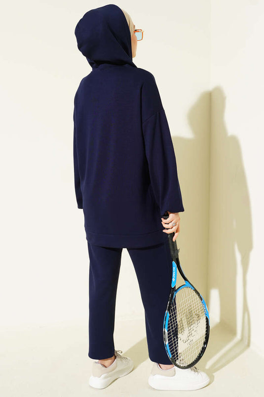 Kapüşonlu Cepli Loyşa İkili Takım Lacivert