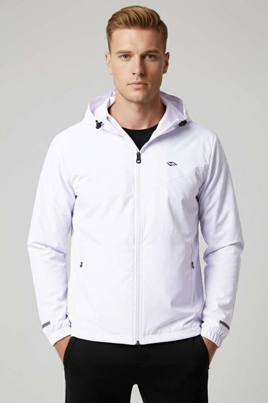 Jacke für Herren mit Kapuze und Taschen, saisonal, weiß