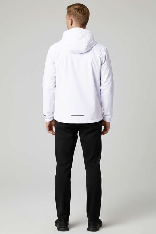 Jacke für Herren mit Kapuze und Taschen, saisonal, weiß