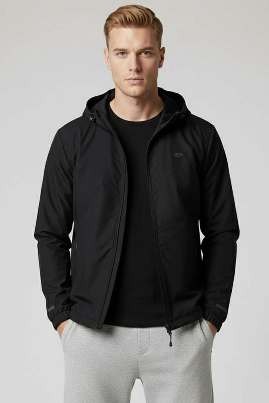 Kapüşonlu Cepli Mevsimlik Erkek Mont Siyah