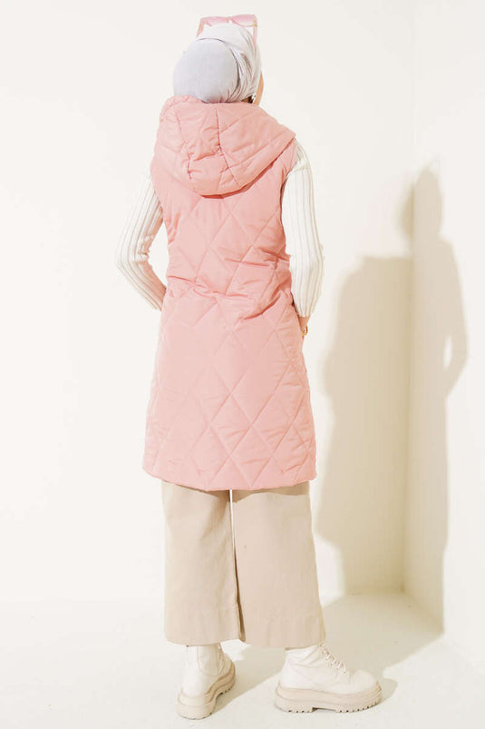 سترة منتفخة بغطاء للرأس مع مسحوق جيب سريع