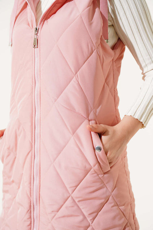 سترة منتفخة بغطاء للرأس مع مسحوق جيب سريع