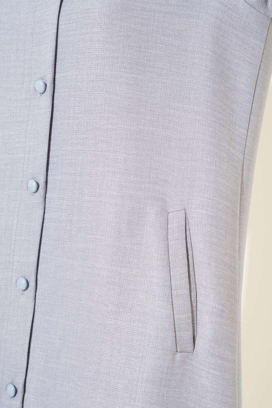 Hooded Buttoned Long Coat Gray