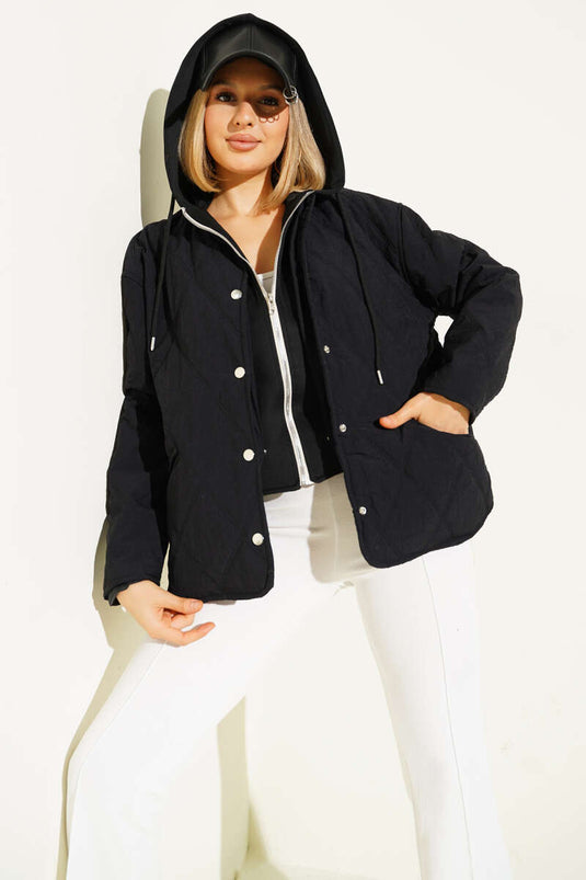 Veste zippée à capuche, noire