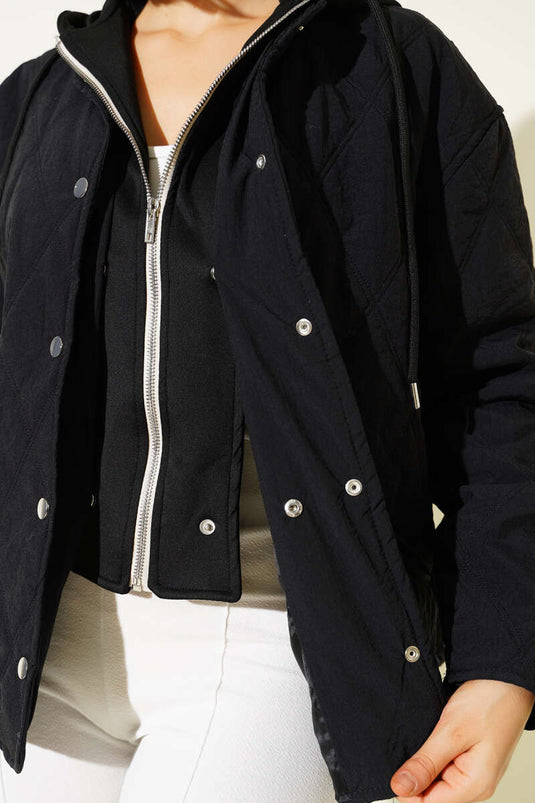 Veste zippée à capuche, noire