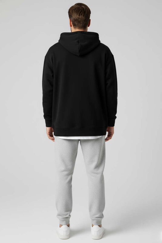 Kapüşonlu Fermuarlı Oversize Erkek Sweatshirt Siyah