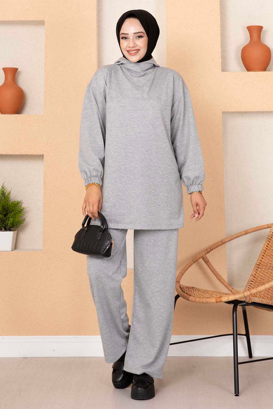 Hooded Two-Piece Set Gray