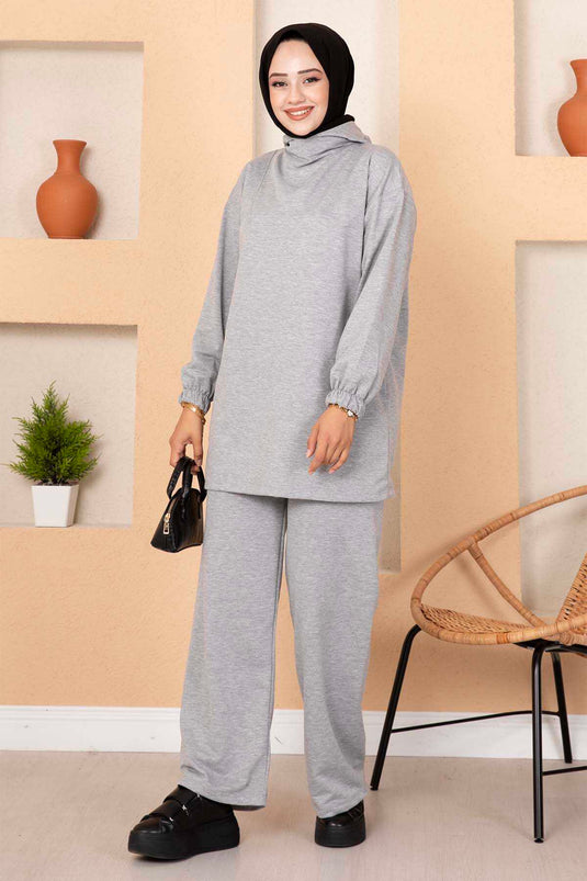Hooded Two-Piece Set Gray