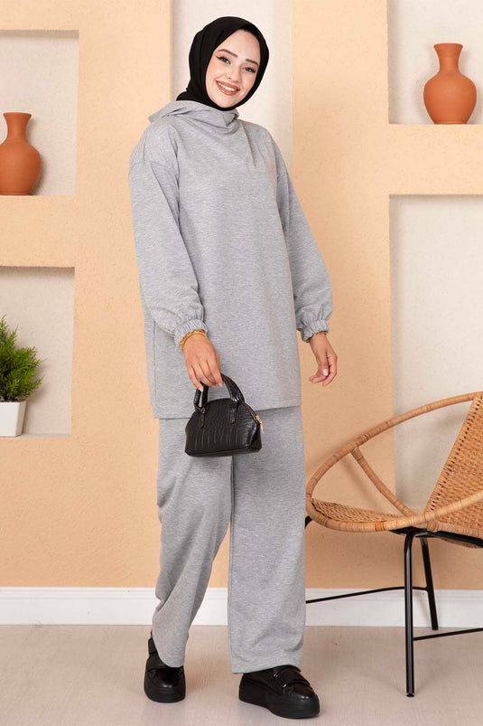 Hooded Two-Piece Set Gray