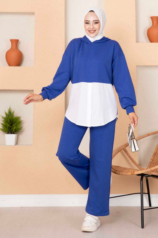 Hooded Two-Piece Set in Royal Blue