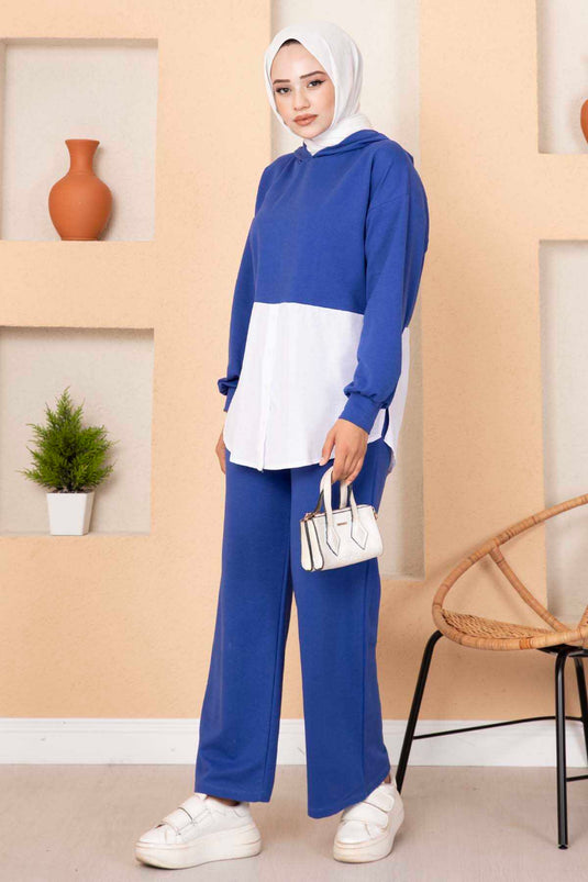 Hooded Two-Piece Set in Royal Blue