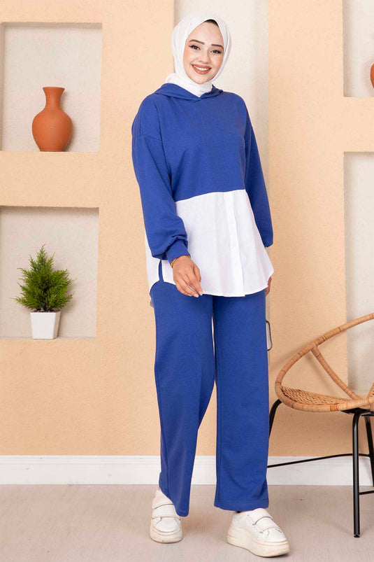 Hooded Two-Piece Set in Royal Blue