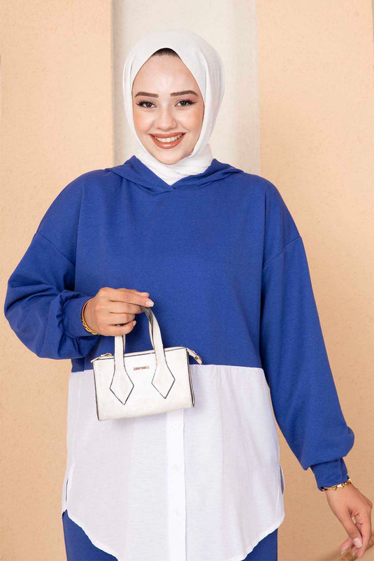 Hooded Two-Piece Set in Royal Blue