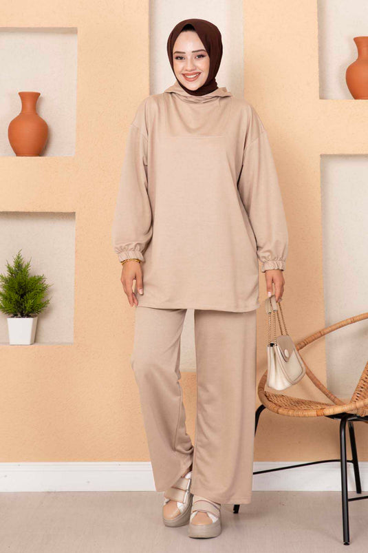 Hooded Two-Piece Set Stone