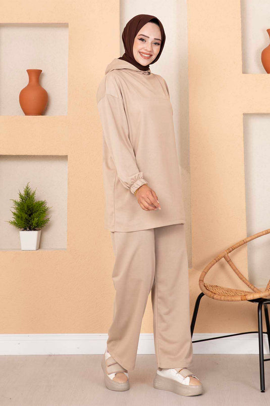 Hooded Two-Piece Set Stone