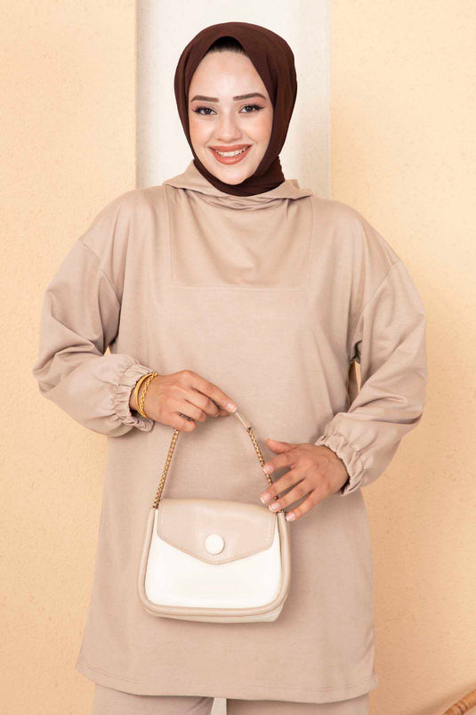 Hooded Two-Piece Set Stone