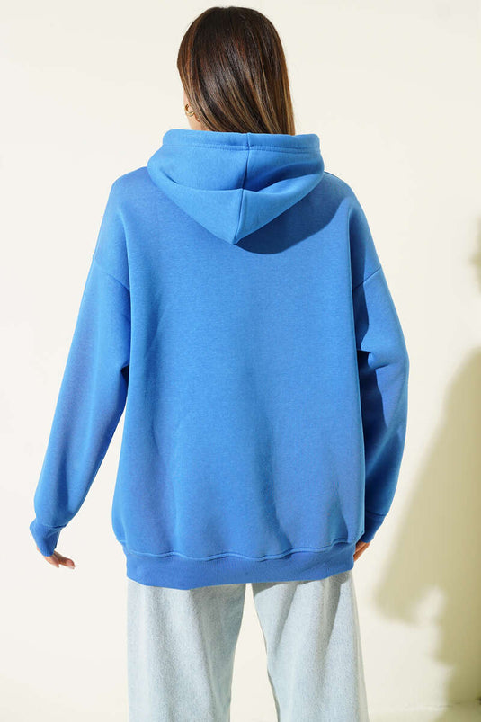 Felpa Con Cappuccio E Tasca Kangaroo In Blu