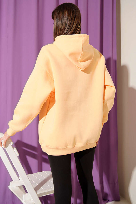 Sweat à capuche avec poche kangourou, jaune