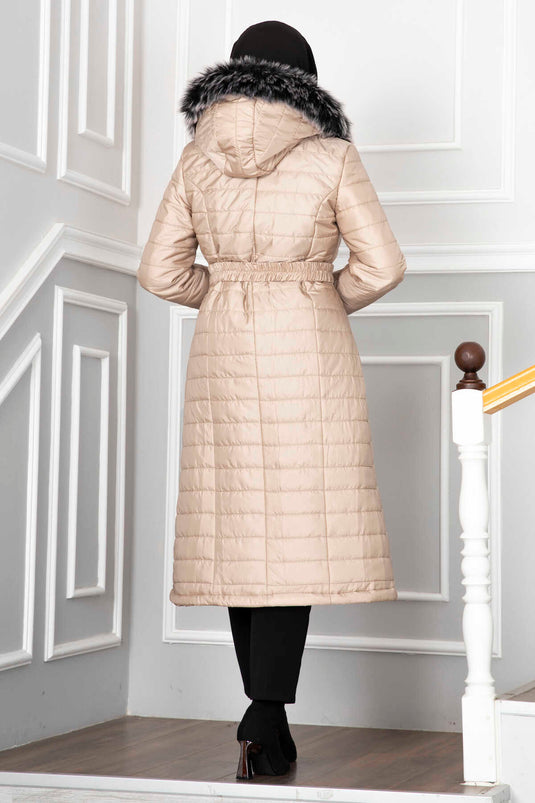Manteau Hijab matelassé à capuche crème