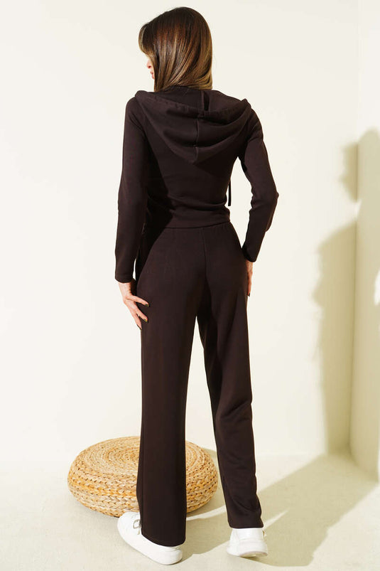 Hooded Loisha Two-Piece Set, Dark Brown