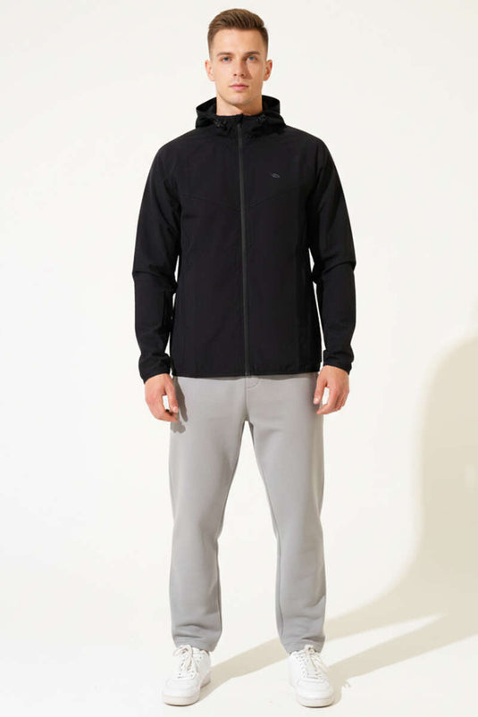 Kapüşonlu Micro Erkek Eşofman Üst Siyah