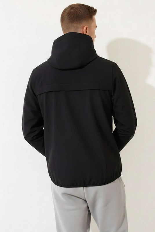 Kapüşonlu Micro Erkek Eşofman Üst Siyah