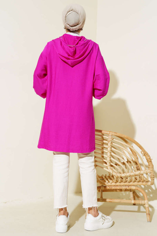 Hooded Front Pocket Cape Violet
