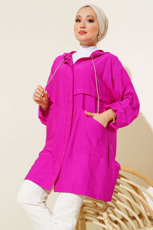 Hooded Front Pocket Cape Violet