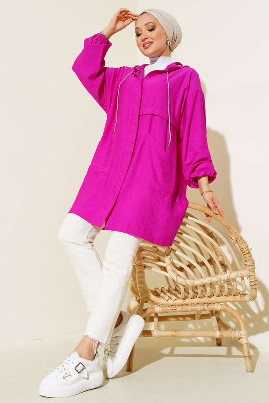 Hooded Front Pocket Cape Violet