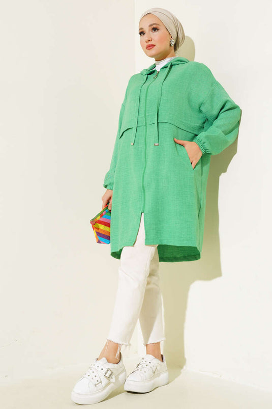 Hooded Zip-Front Cardigan Benetton