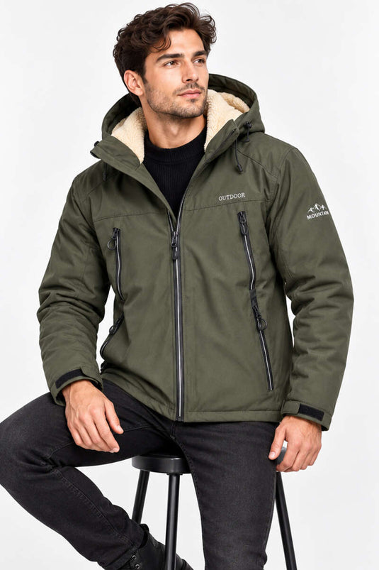 Manteau D'extérieur À Capuche Kaki