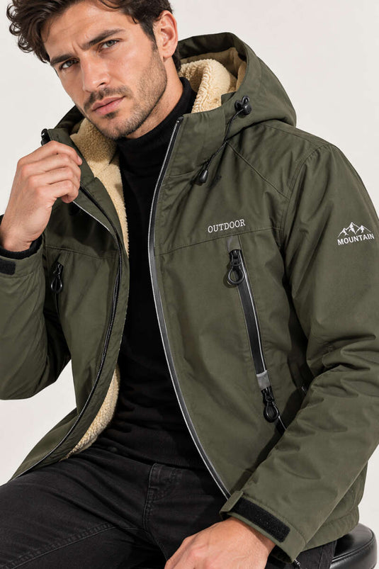 Manteau D'extérieur À Capuche Kaki