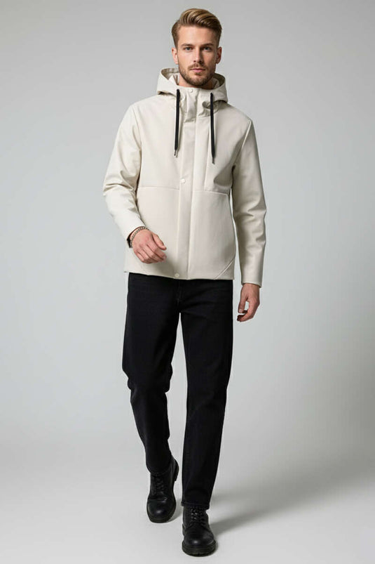 Kapüşonlu Oversize Basic Erkek Mont Taş